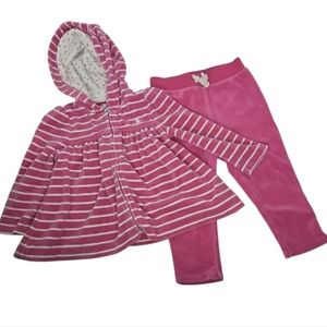 Ralph Lauren Pink Velour Hooded Bright Rose Jacket And Pants Size 12 Months